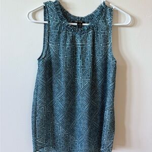 NIC+ZOE Blue Patterned Sleeveless Blouse size XS